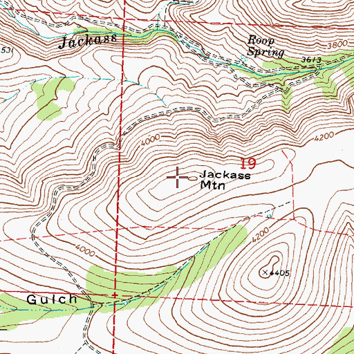 Topographic Map of Jackass Mountain, OR