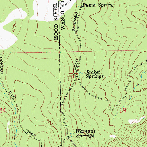 Topographic Map of Jacket Springs, OR