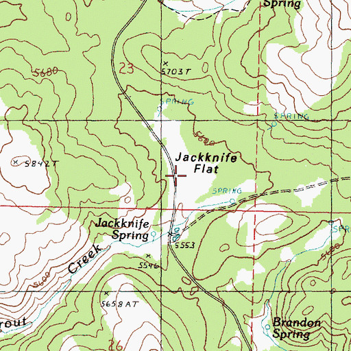 Topographic Map of Jackknife Flat, OR