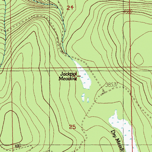 Topographic Map of Jackpot Meadow, OR