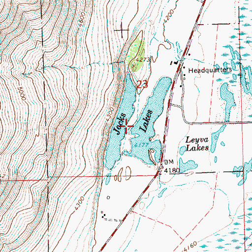Topographic Map of Jacks Lakes, OR