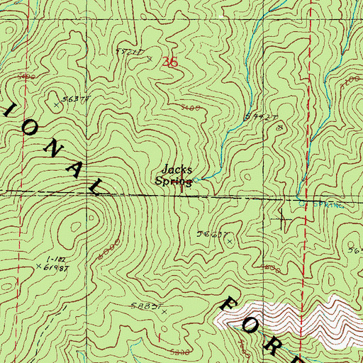 Topographic Map of Jacks Spring, OR