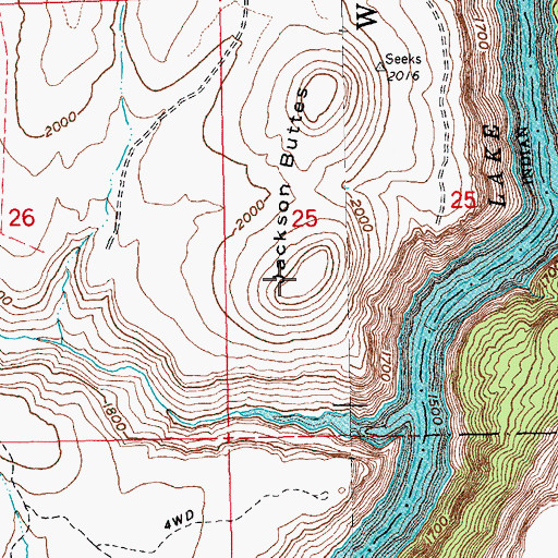 Topographic Map of Jackson Buttes, OR
