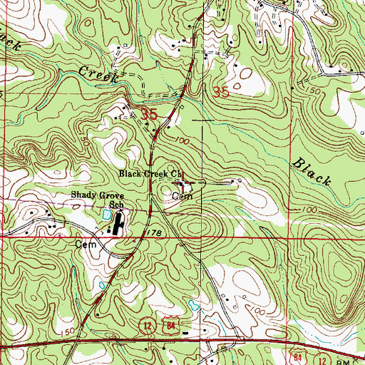 Topographic Map of Black Creek Baptist Church, AL