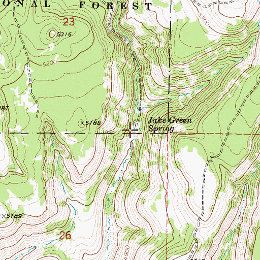Topographic Map of Jake Green Spring, OR