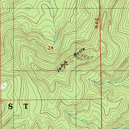 Topographic Map of Janus Butte, OR