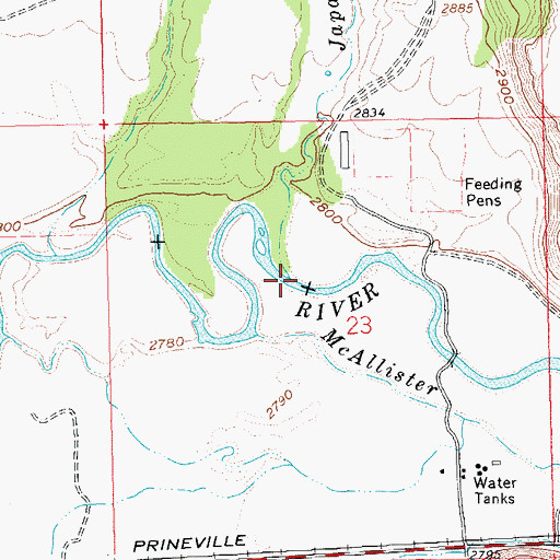 Topographic Map of Japanese Creek, OR