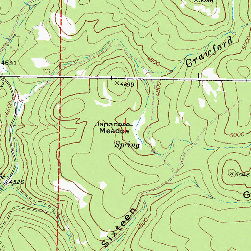 Topographic Map of Japanese Meadow, OR