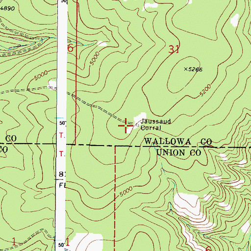 Topographic Map of Jaussaud Corral, OR