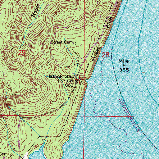 Topographic Map of Black Gap, AL