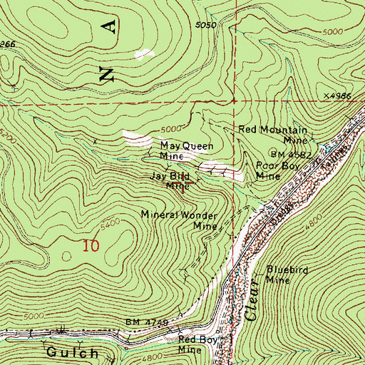 Topographic Map of Jay Bird Mine, OR