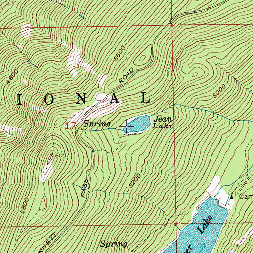 Topographic Map of Jean Lake, OR