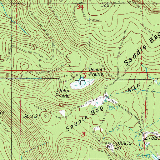 Topographic Map of Jeeter Prairie, OR