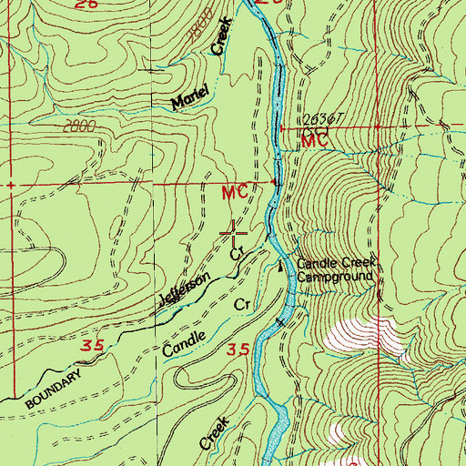 Topographic Map of Jefferson Creek, OR
