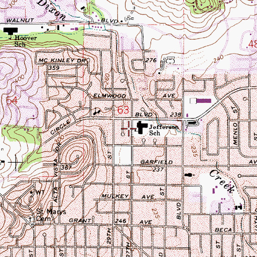 Topographic Map of Jefferson Elementary School, OR