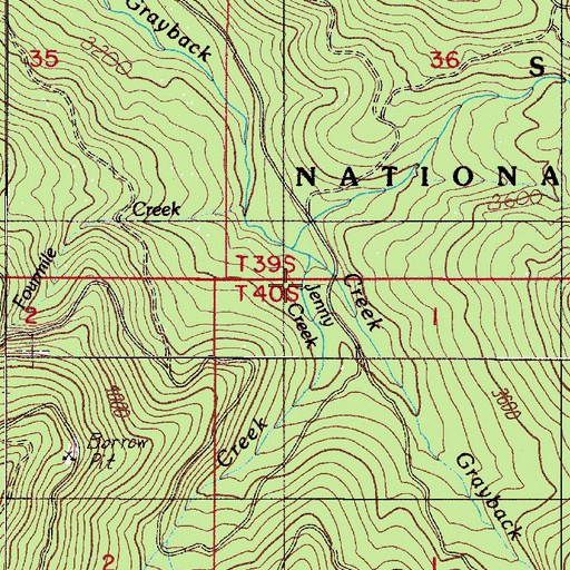Topographic Map of Jenny Creek, OR