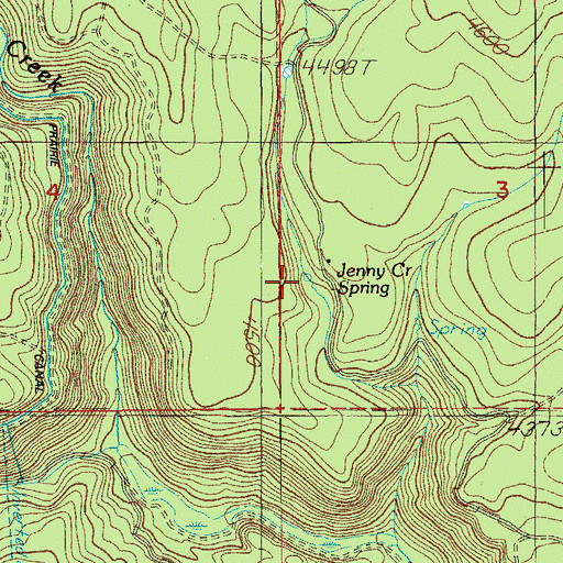 Topographic Map of Jenny Creek Spring, OR