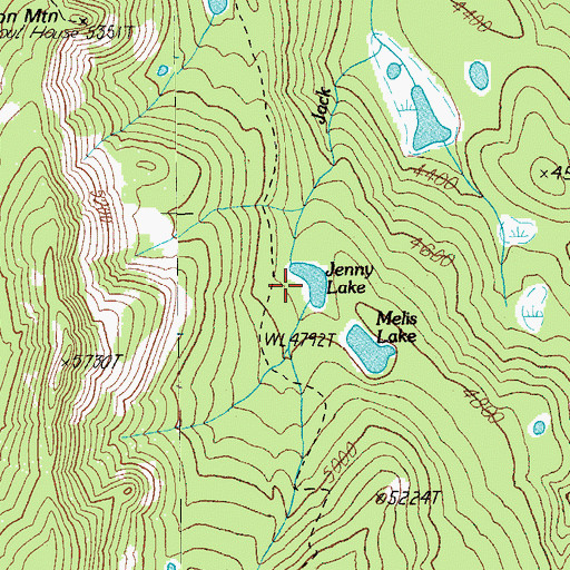 Topographic Map of Jenny Lake, OR