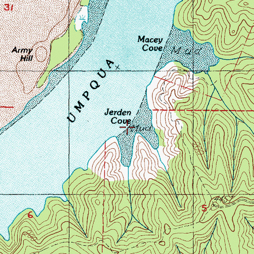 Topographic Map of Jerden Cove, OR