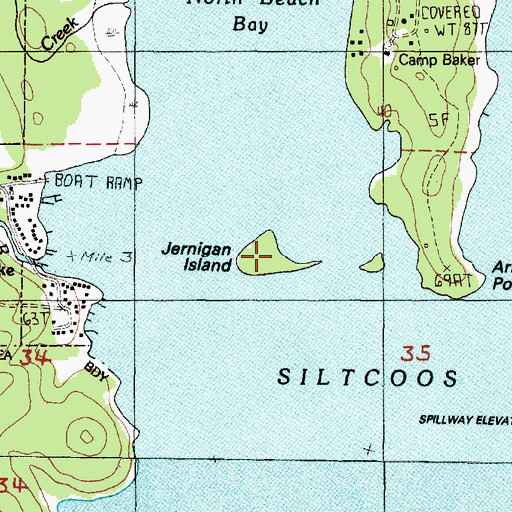 Topographic Map of Jernigan Island, OR