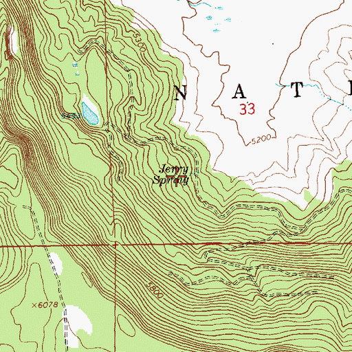 Topographic Map of Jerry Spring, OR