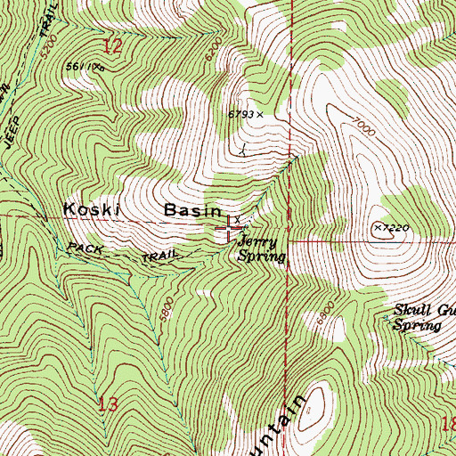Topographic Map of Jerry Spring, OR