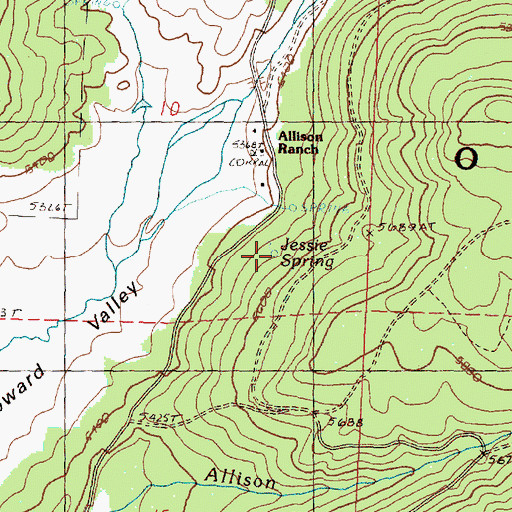 Topographic Map of Jessie Spring, OR