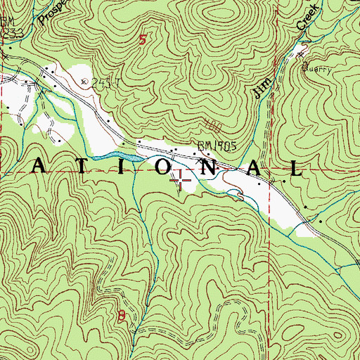Topographic Map of Jim Creek, OR
