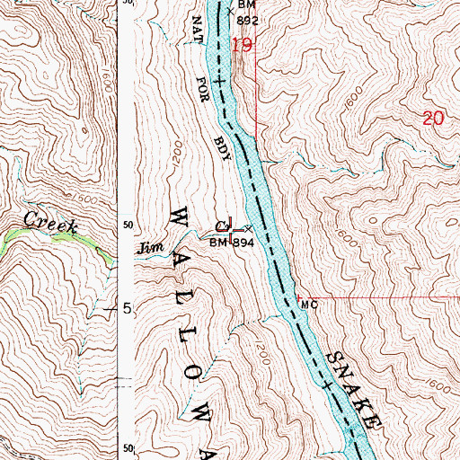 Topographic Map of Jim Creek, OR