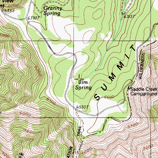 Topographic Map of Jim Spring, OR