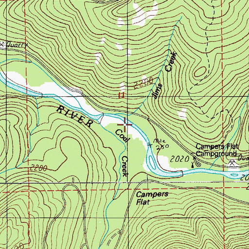 Topographic Map of Jims Creek, OR