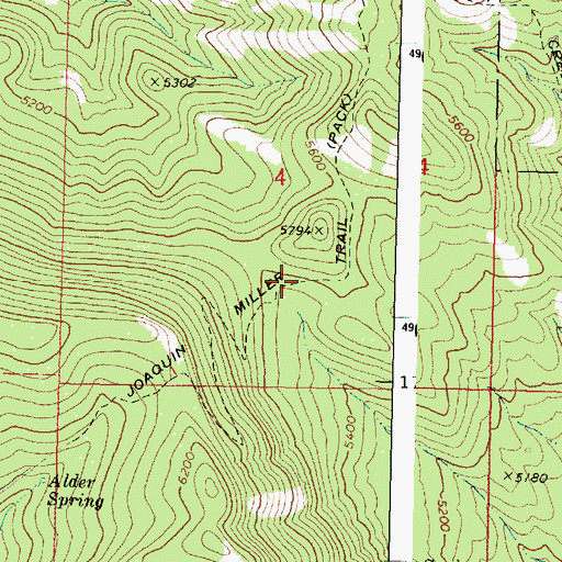 Topographic Map of Joaquin Miller Trail, OR
