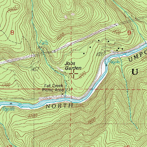 Topographic Map of Jobs Garden, OR