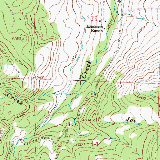 Topographic Map of Joe Creek, OR