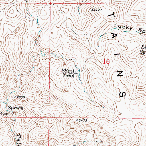 Topographic Map of Slims Tank, AZ