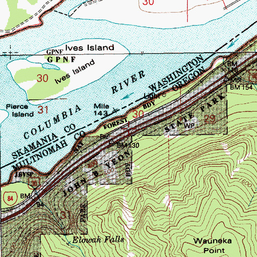 Topographic Map of John B Yeon State Park, OR