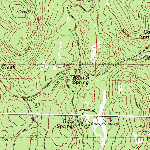 Topographic Map of John S Spring, OR