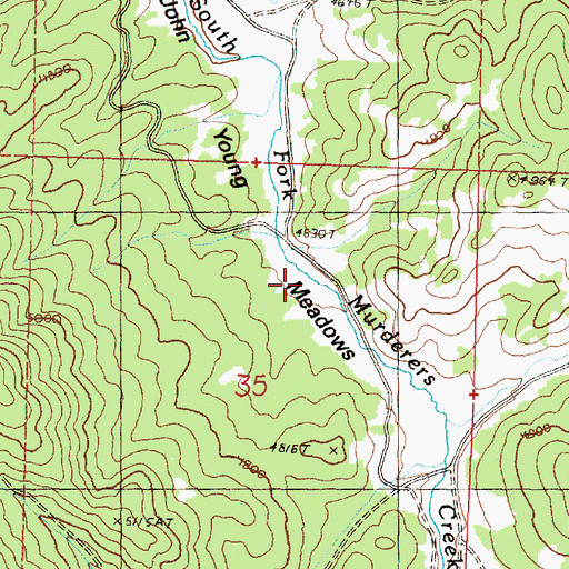 Topographic Map of John Young Meadows, OR
