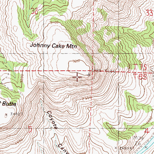 Topographic Map of Johnny Cake Mountain, OR