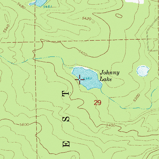 Topographic Map of Johnny Lake, OR