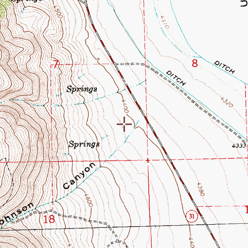 Topographic Map of Johnson Canyon, OR