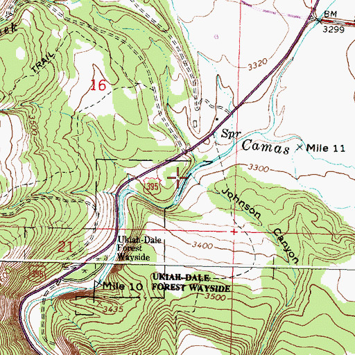 Topographic Map of Johnson Canyon, OR