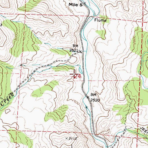 Topographic Map of Johnson Creek, OR