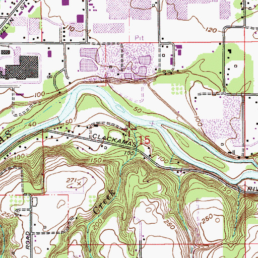Topographic Map of Johnson Creek, OR