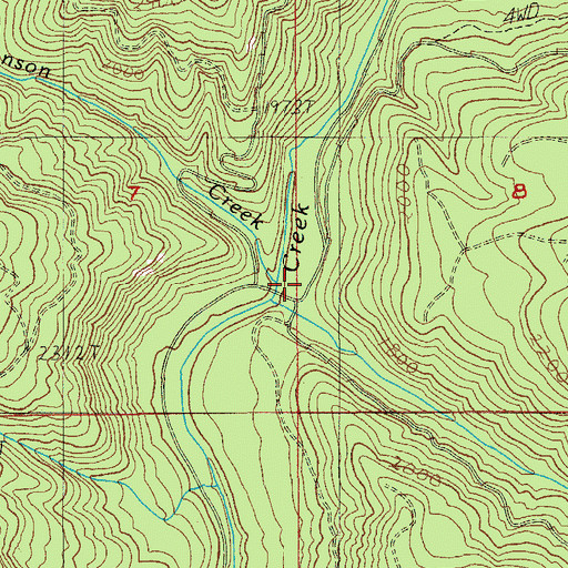 Topographic Map of Johnson Creek, OR