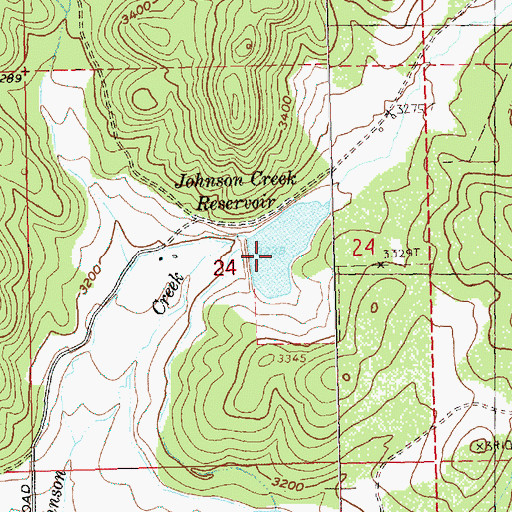 Topographic Map of Johnson Creek Reservoir, OR