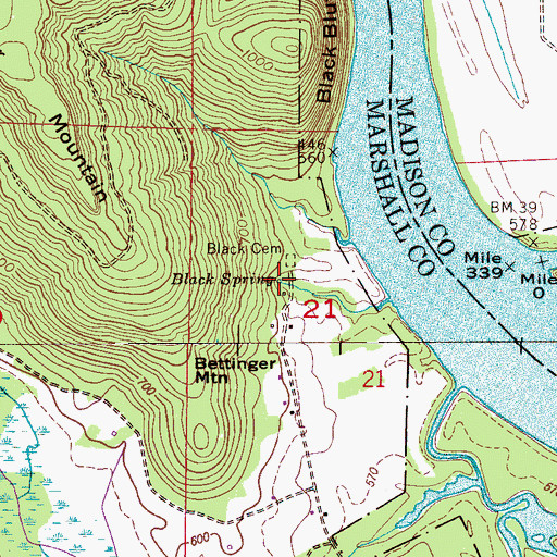 Topographic Map of Black Spring, AL