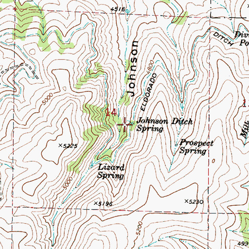 Topographic Map of Johnson Ditch Spring, OR