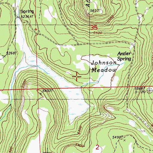 Topographic Map of Johnson Meadow, OR