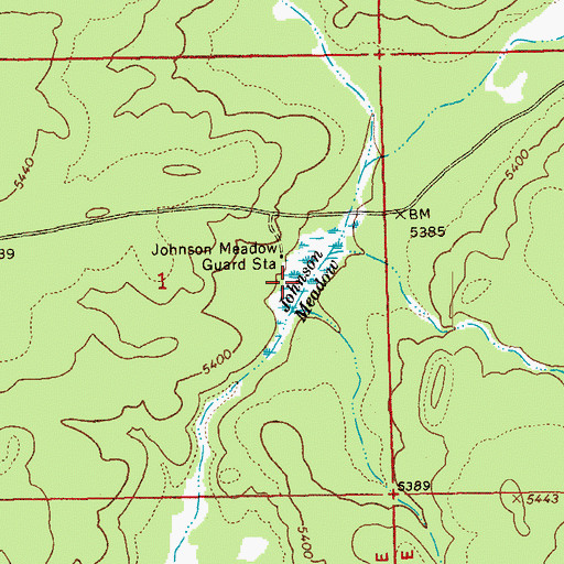 Topographic Map of Johnson Meadow, OR